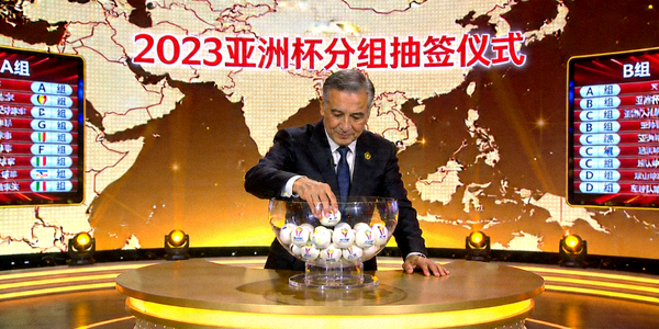亚洲杯足球赛分组抽签仪式现场 - 嘉宾正在抽取球队